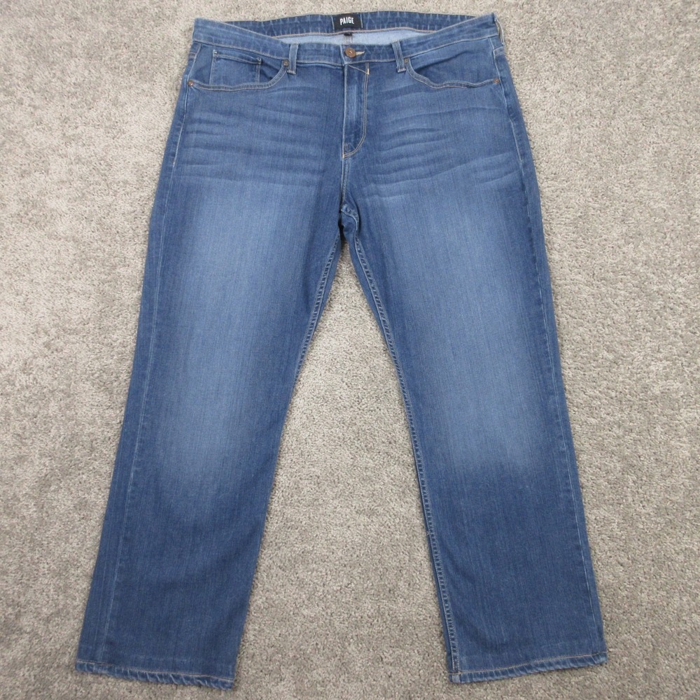 Paige Jeans Mens 38x29‎ Blue Normandie Faded Whisker Stretch Denim Pants Rayon